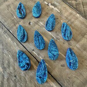 Teardrop Electroplated Natural Druzy Agate Cabochon 10x20mm